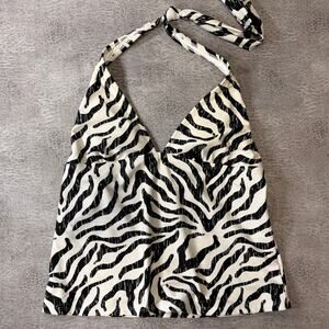 Catalina Zebra Print Halter Tankini